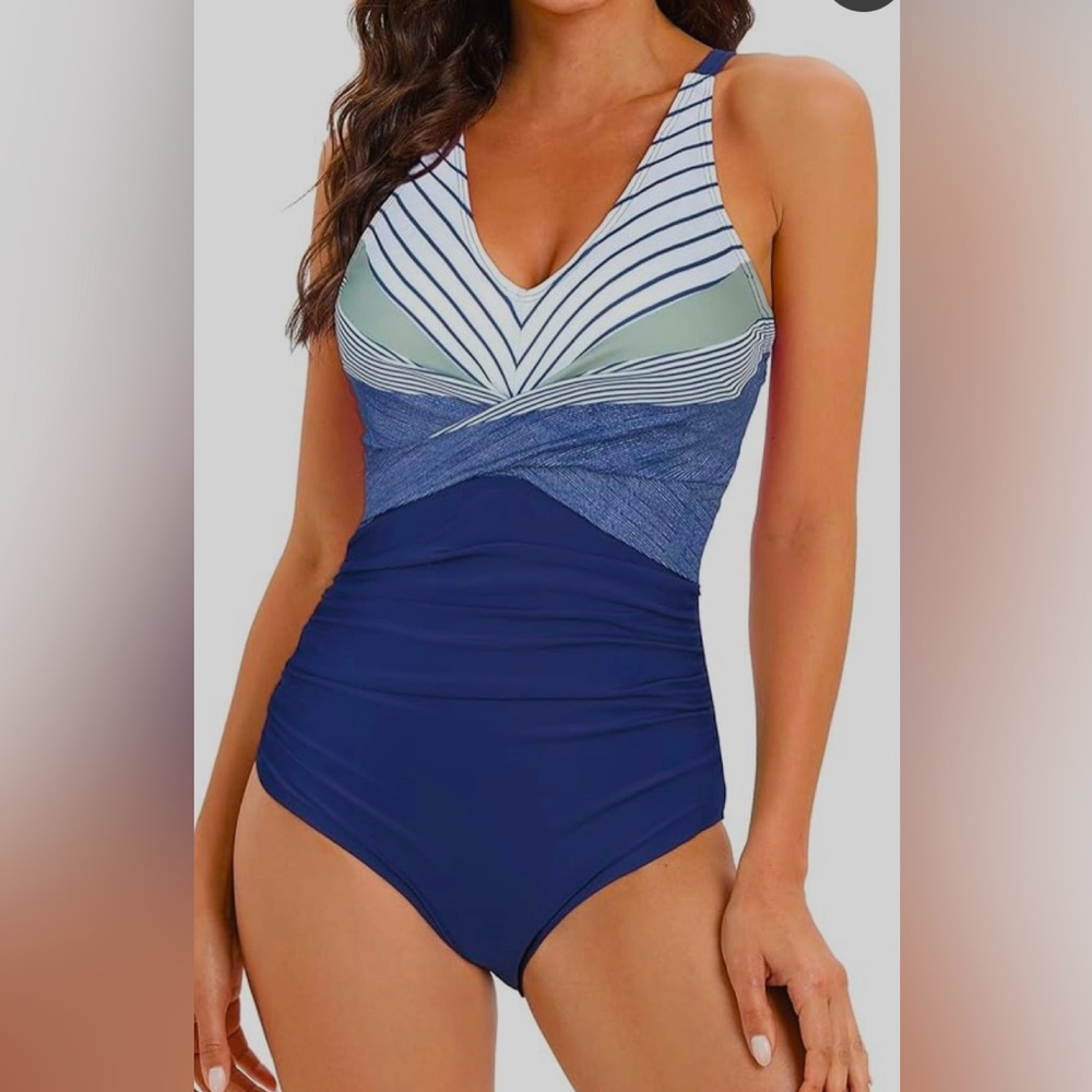 NWOT American Trend One Piece Bathing Suit for Women Front Cross, V Neck